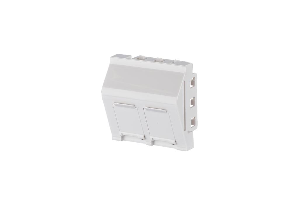 Keystone boîtier de raccordement 45x45 mm 2 ports non équipé, blanc pur RAL 901