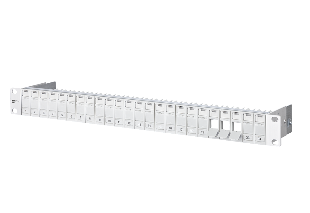 Modul support de module 19 pouces 1UH 24 ports gris clair non équipé, blindé