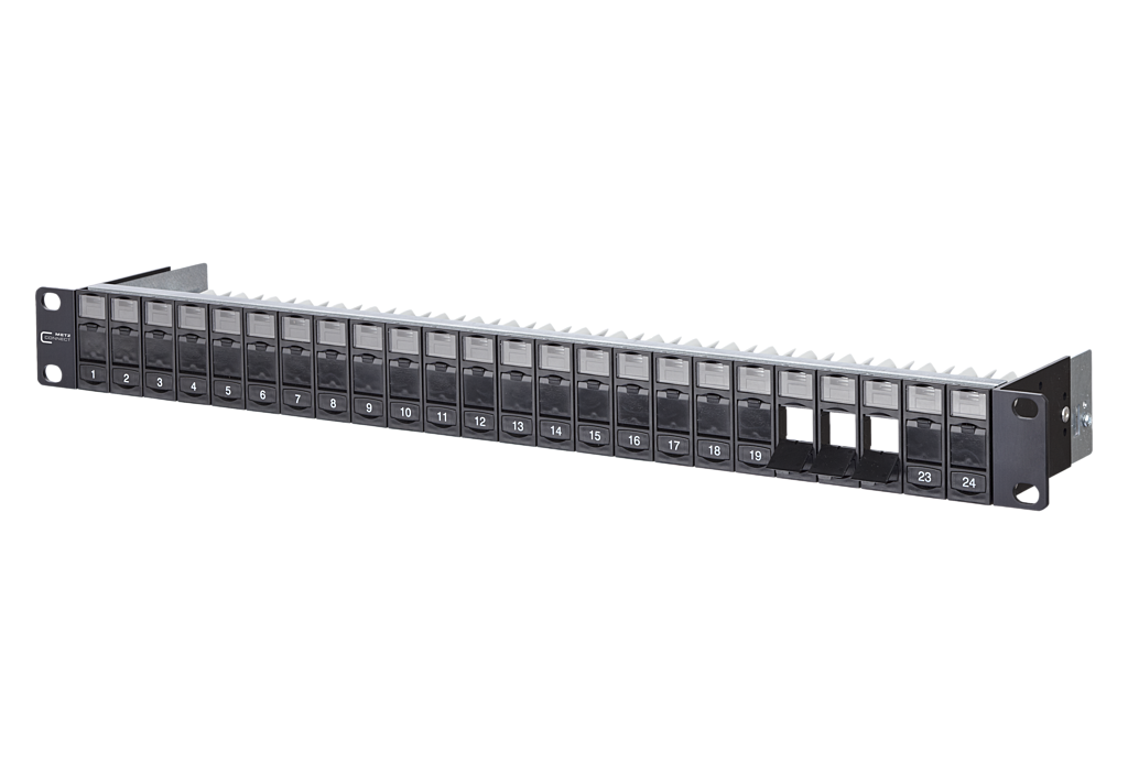 Panneau 19  1U 24 ports keystone noir non équipé, blindé- 130920-BKKE