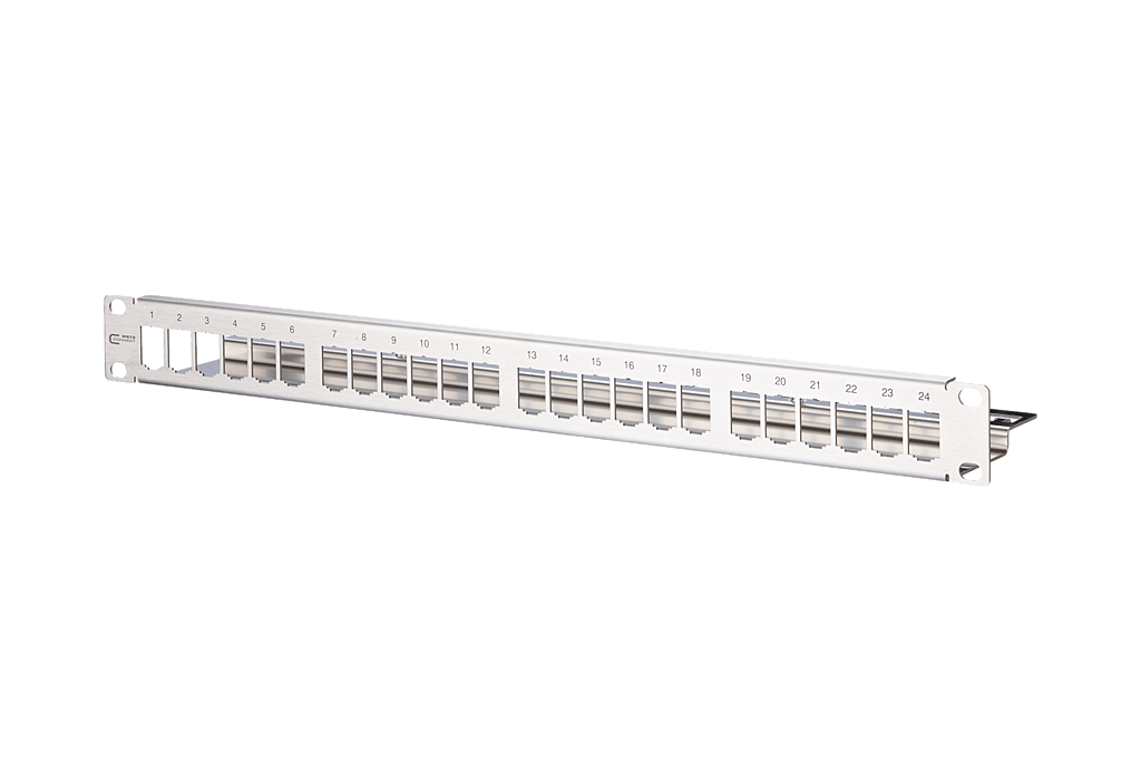 Modul support de module 19 pouces 1UH 24 ports acier inox non équipé