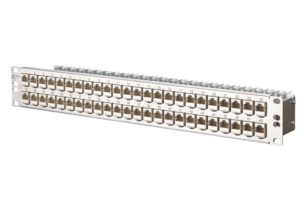 E-DAT modul 48x8(8) 1,5UH panneau de brassage Cat.6A, acier inox