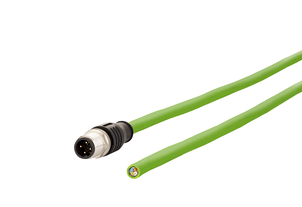 Câble Ethernet industriel M12, codage D, 1,0 m, M12 connecteur droit - extrémi