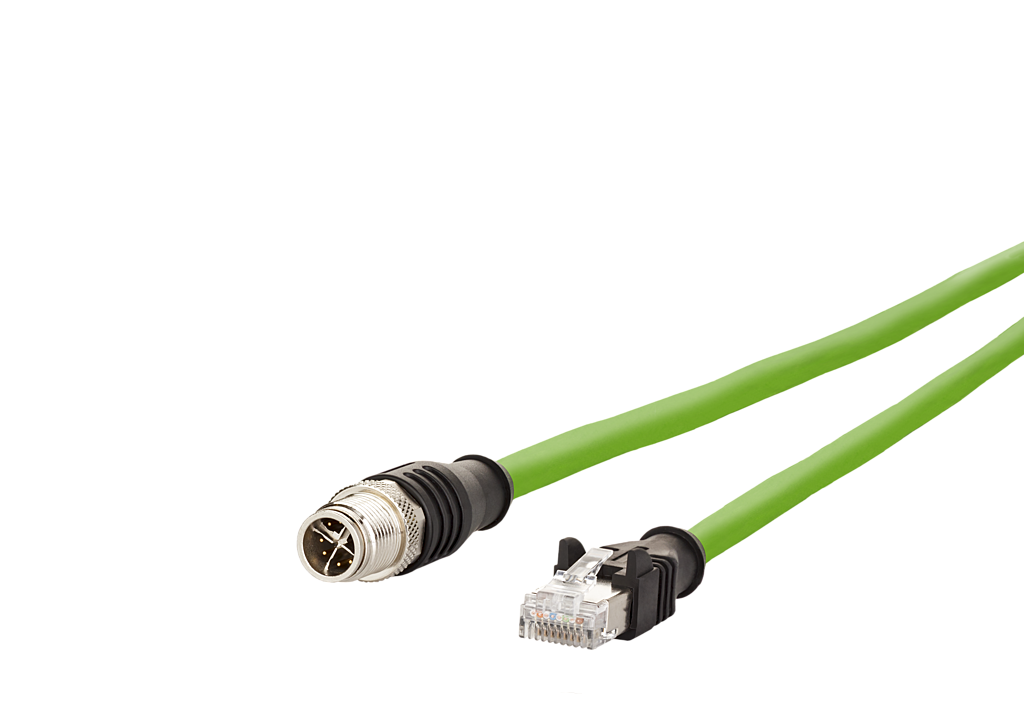 Câble Ethernet industriel M12, codage X, 1,0 m, M12 connecteur droit - RJ45 co