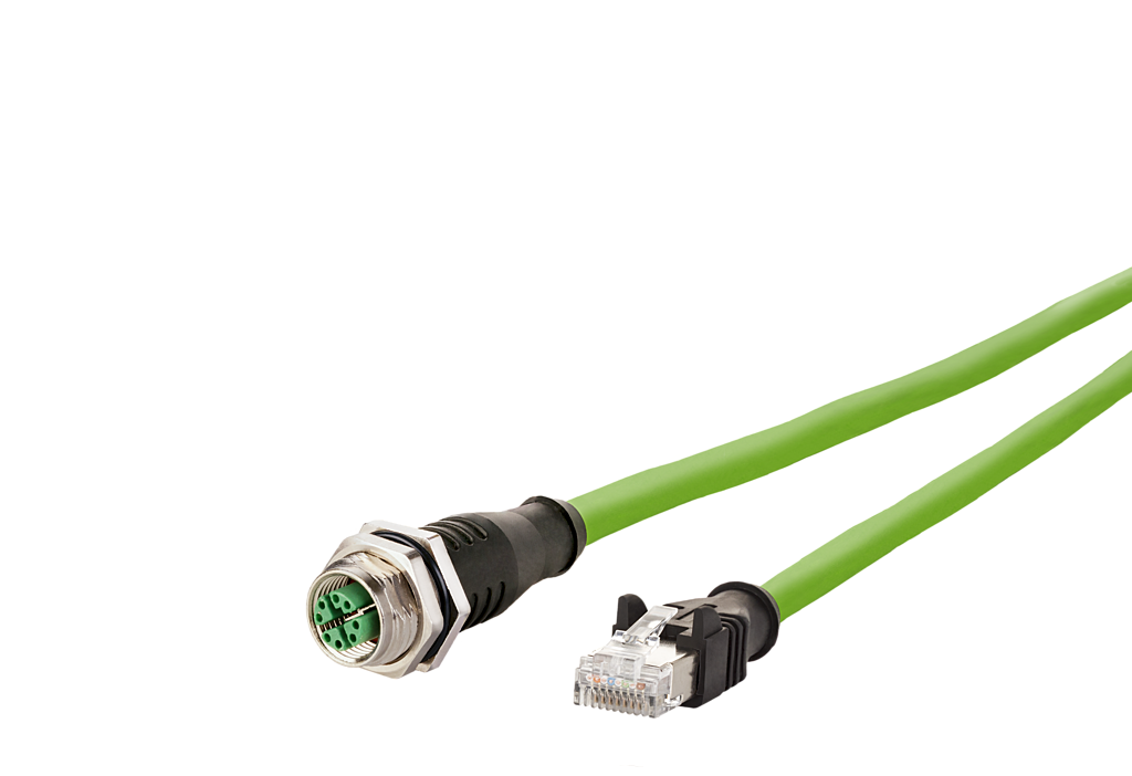 Câble Ethernet industriel M12, codage X, 2,0 m, M12 connecteur femelle droit -