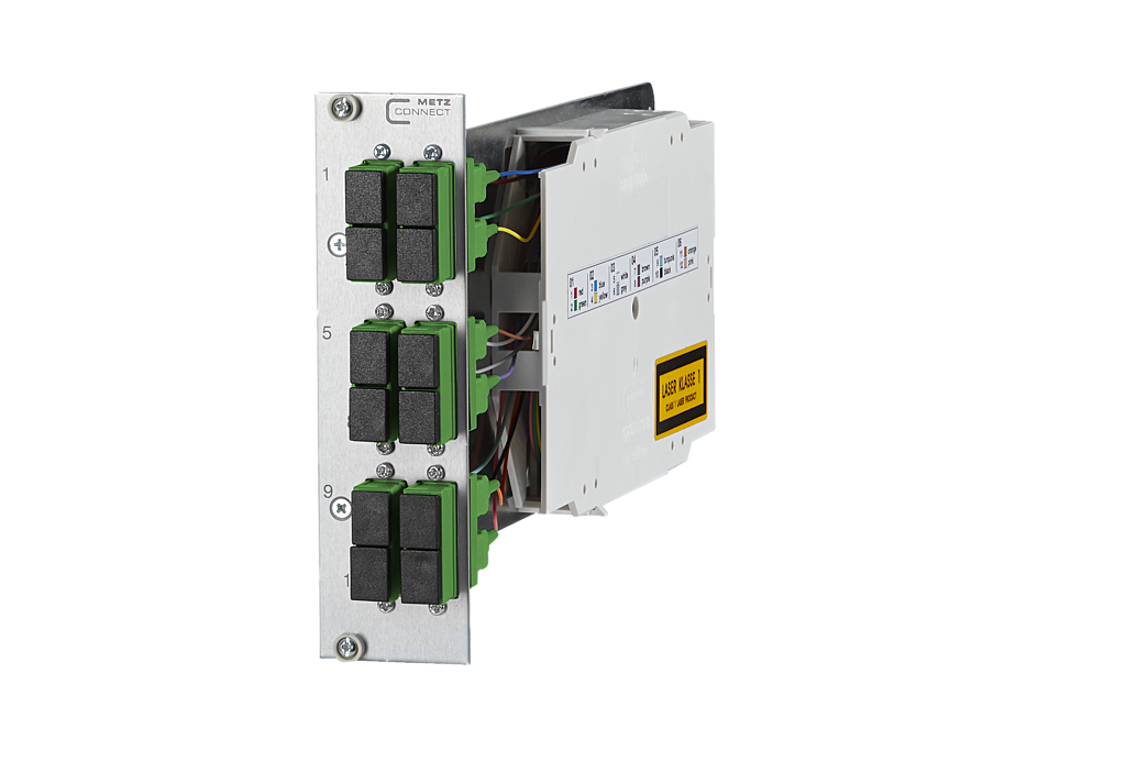 OpDAT CM 6xSC-D APC (céramique, vert) pigtails OS2 posés et déployés