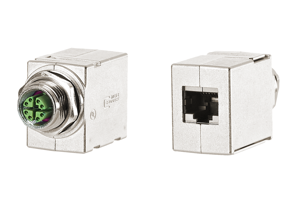 Traversées de cloison pour armoire électrique M12, codage X sur RJ45 - droi